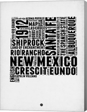 Framed New Mexico Word Cloud 2 Print