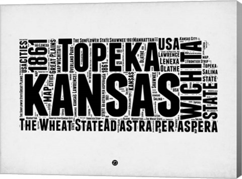 Framed Kansas Word Cloud 2 Print