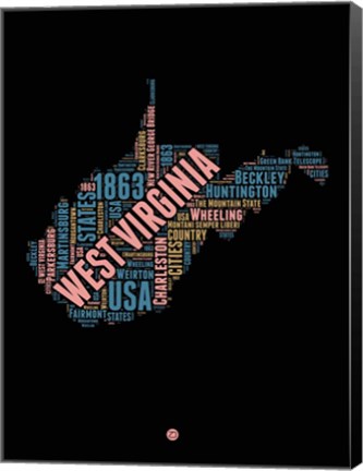 Framed West Virginia Word Cloud 1 Print