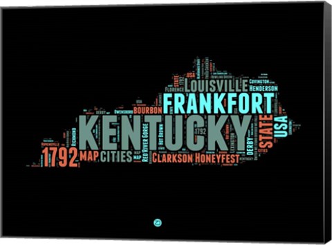 Framed Kentucky Word Cloud 1 Print