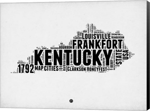 Framed Kentucky Word Cloud 2 Print