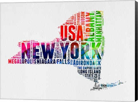 Framed New York Watercolor Word Cloud Print