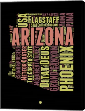 Framed Arizona Word Cloud 1 Print