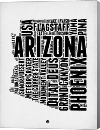 Framed Arizona Word Cloud 2 Print