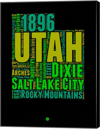 Framed Utah Word Cloud 1 Print