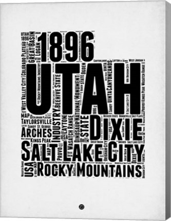 Framed Utah Word Cloud 2 Print