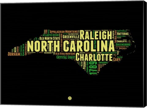 Framed North Carolina Word Cloud 1 Print