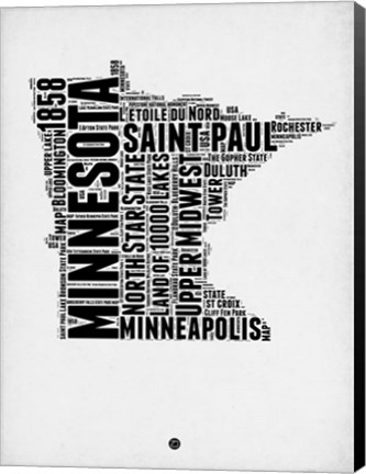 Framed Minnesota Word Cloud 2 Print