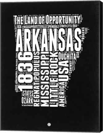 Framed Arkansas Black and White Map Print