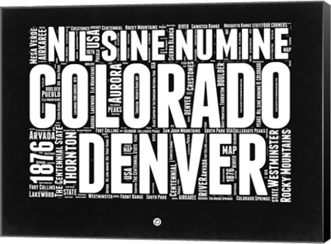 Framed Colorado Black and White Map Print