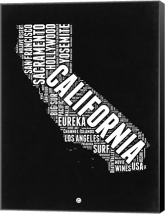 Framed California Black and White Map Print