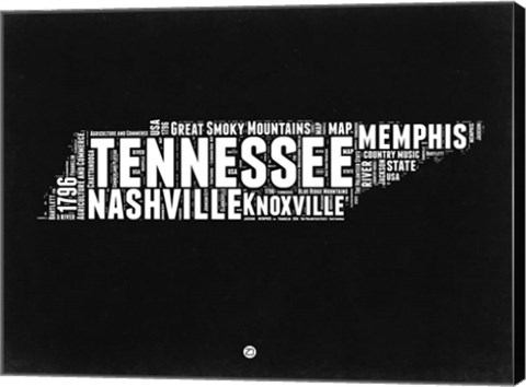 Framed Tennessee Black and White Map Print