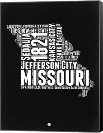 Framed Missouri Black and White Map Print
