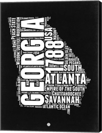 Framed Georgia Black and White Map Print