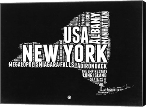 Framed New York Black and White Map Print