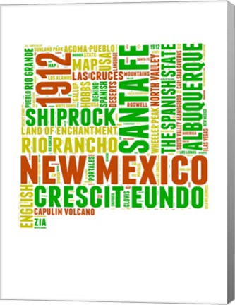 Framed New Mexico Word Cloud Map Print