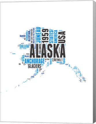 Framed Alaska Word Cloud Map Print