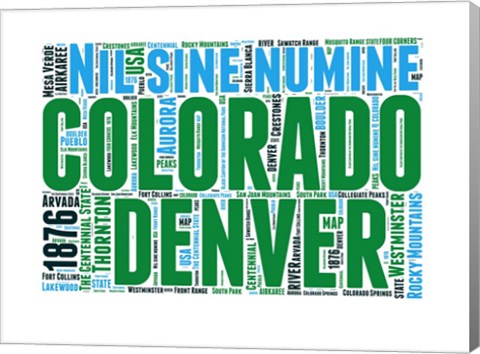 Framed Colorado Word Cloud Map Print