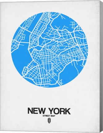 Framed New York Street Map Blue Print