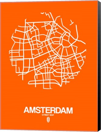 Framed Amsterdam Street Map Orange Print