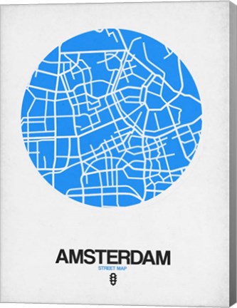 Framed Amsterdam Street Map Blue Print