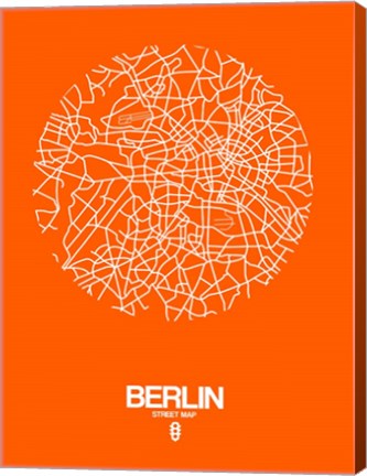 Framed Berlin Street Map Orange Print