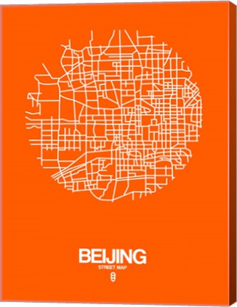 Framed Beijing Street Map Orange Print