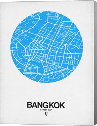 Framed Bangkok Street Map Blue Print