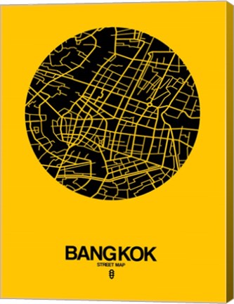 Framed Bangkok Street Map Yellow Print