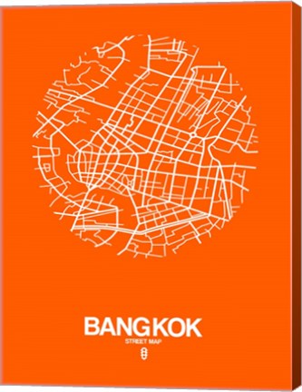 Framed Bangkok Street Map Orange Print