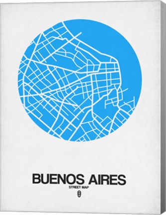 Framed Buenos Aires Street Map Blue Print
