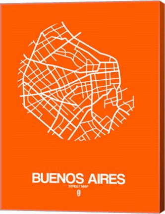 Framed Buenos Aires Street Map Orange Print