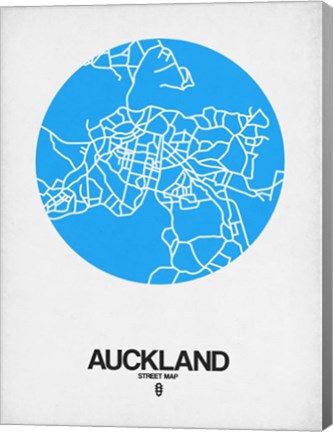 Framed Auckland Street Map Blue Print
