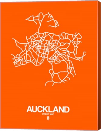 Framed Auckland Street Map Orange Print