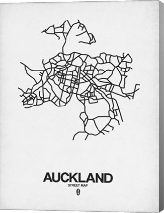 Framed Auckland Street Map White Print