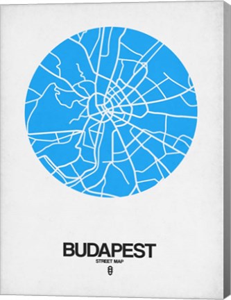 Framed Budapest Street Map Blue Print