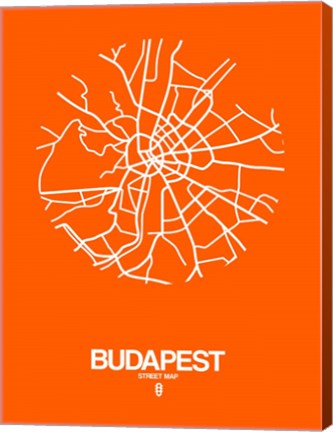 Framed Budapest Street Map Orange Print