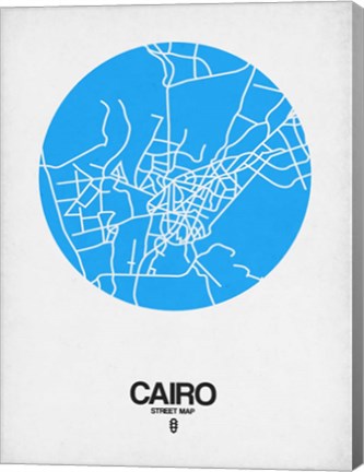 Framed Cairo Street Map Blue Print