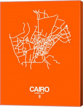 Framed Cairo Street Map Orange Print