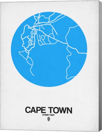 Framed Cape Town Street Map Blue Print