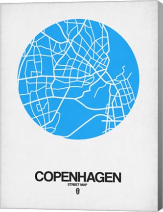 Framed Copenhagen Street Map Blue Print