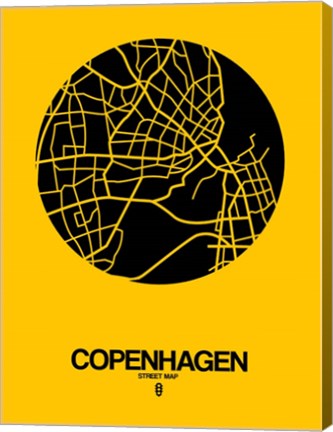 Framed Copenhagen Street Map Yellow Print