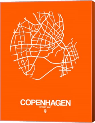 Framed Copenhagen Street Map Orange Print