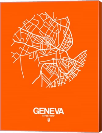 Framed Geneva Street Map Orange Print