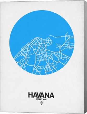 Framed Havana Street Map Blue Print