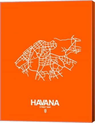 Framed Havana Street Map Orange Print