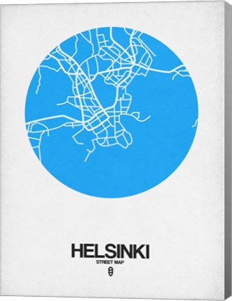 Framed Helsinki Street Map Blue Print