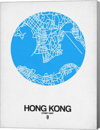 Framed Hong Kong Street Map Blue Print