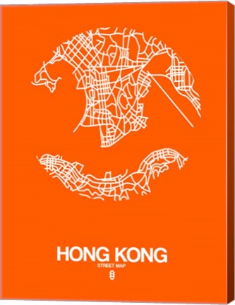 Framed Hong Kong Street Map Orange Print