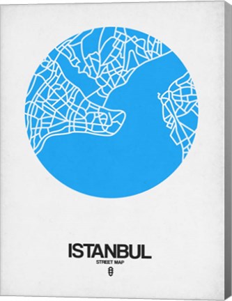 Framed Istanbul Street Map Blue Print